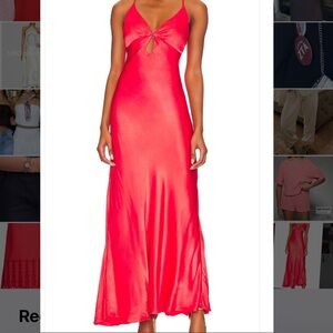 REVOLVE Red Satin Maxi Dress